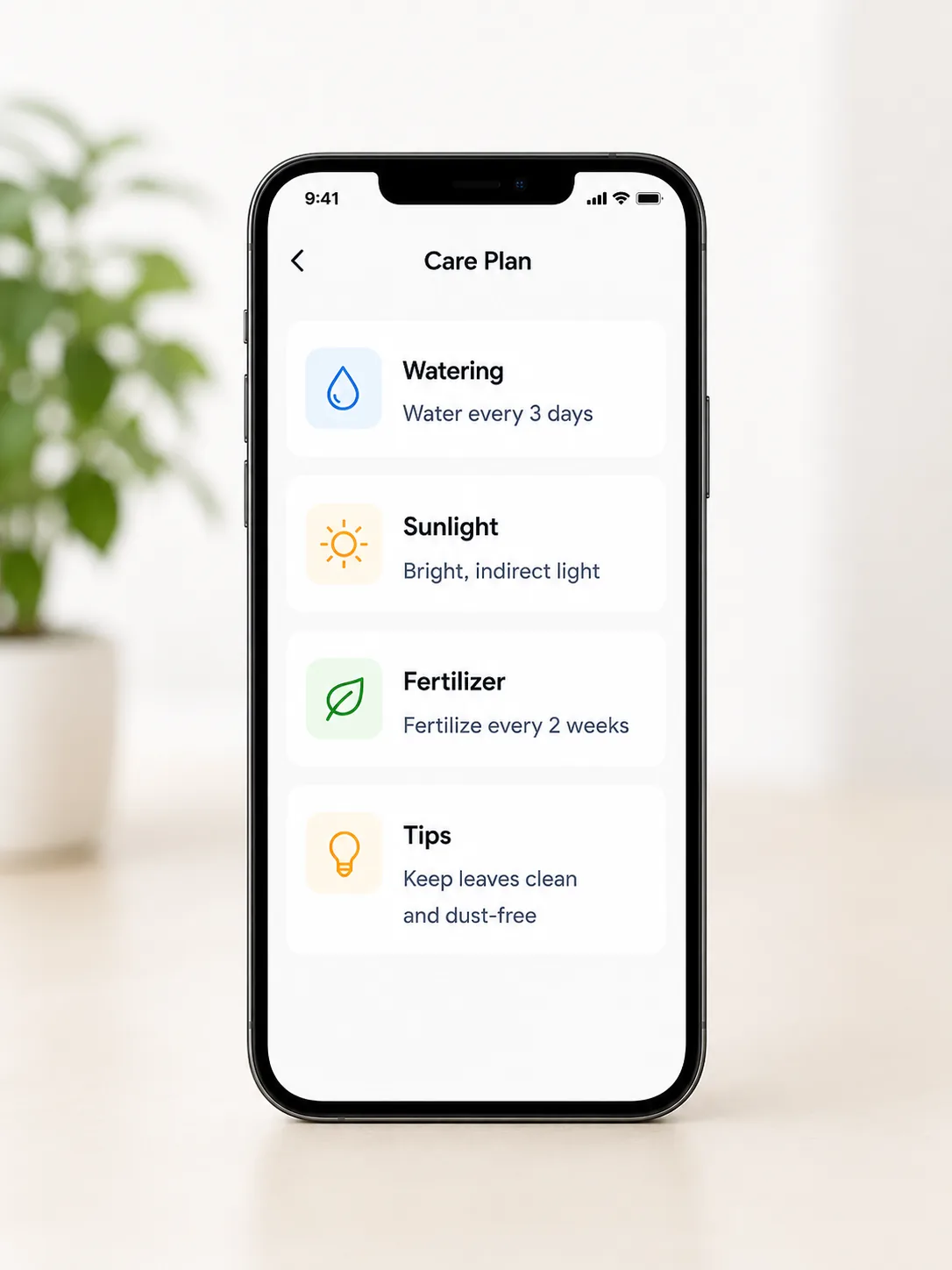 Personalized Care Plan — Arviron app screen